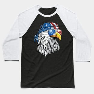 Bald Eagle Bandana and Sunglasses Baseball T-Shirt